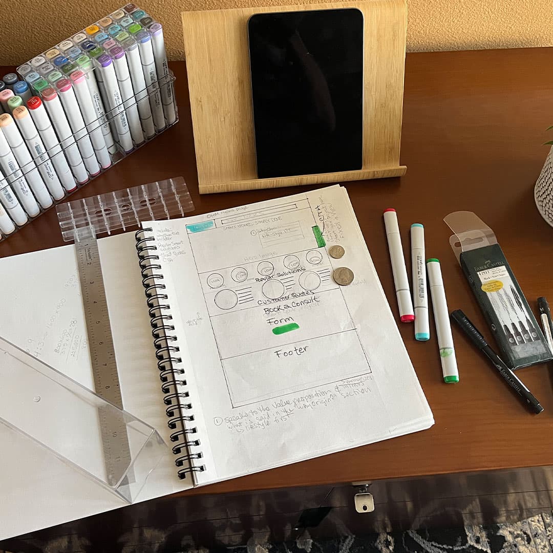 Starting with hand drawn wireframes is a must for quickly creating ideas